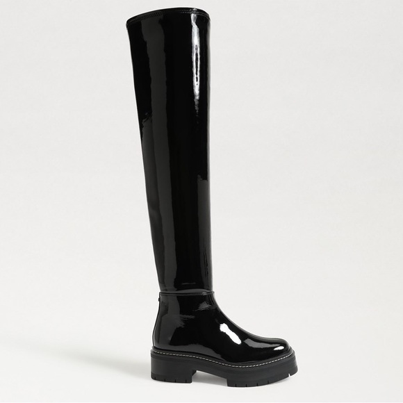 New! $225 Sam Edelman Lydia Over The Knee Boots patent leather tall chunky lug - Picture 3 of 12